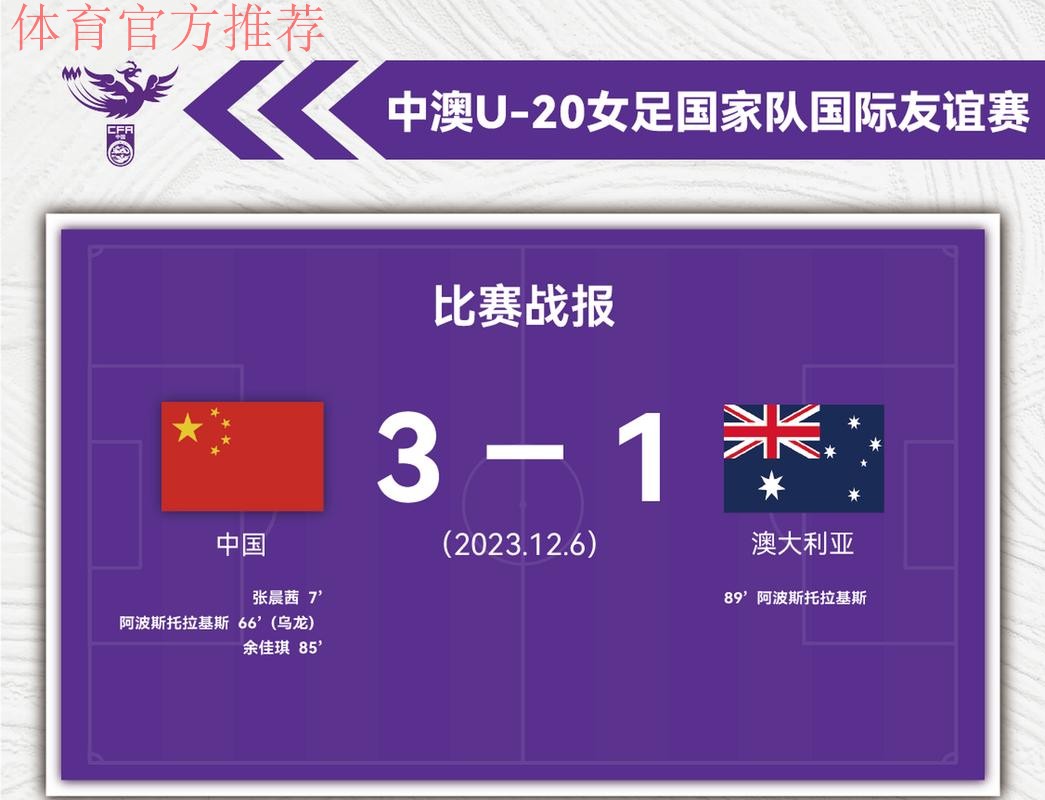 中国U-20女足友谊赛1:3不敌澳大利亚队